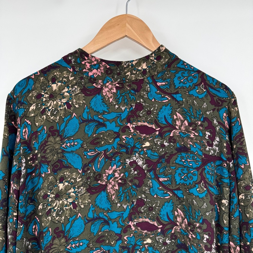 Knot Sisters JoJo Drop Waist Mini Dress Dark Floral Mock Neck Long Sleeve Size L - Picture 4 of 16